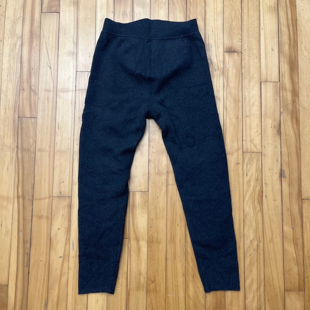 UGG Black Knit Faux Fur Lined Leggings Quilted Knee Loungewear Thermal Pants - Picture 5 of 6